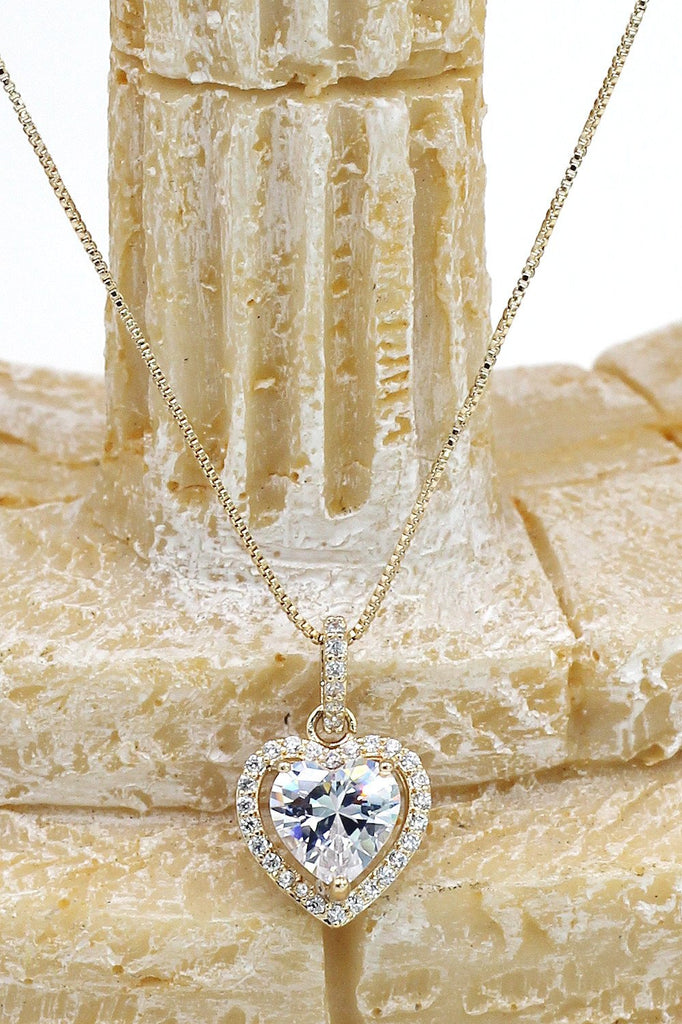 sweet heart crystal ring necklace set
