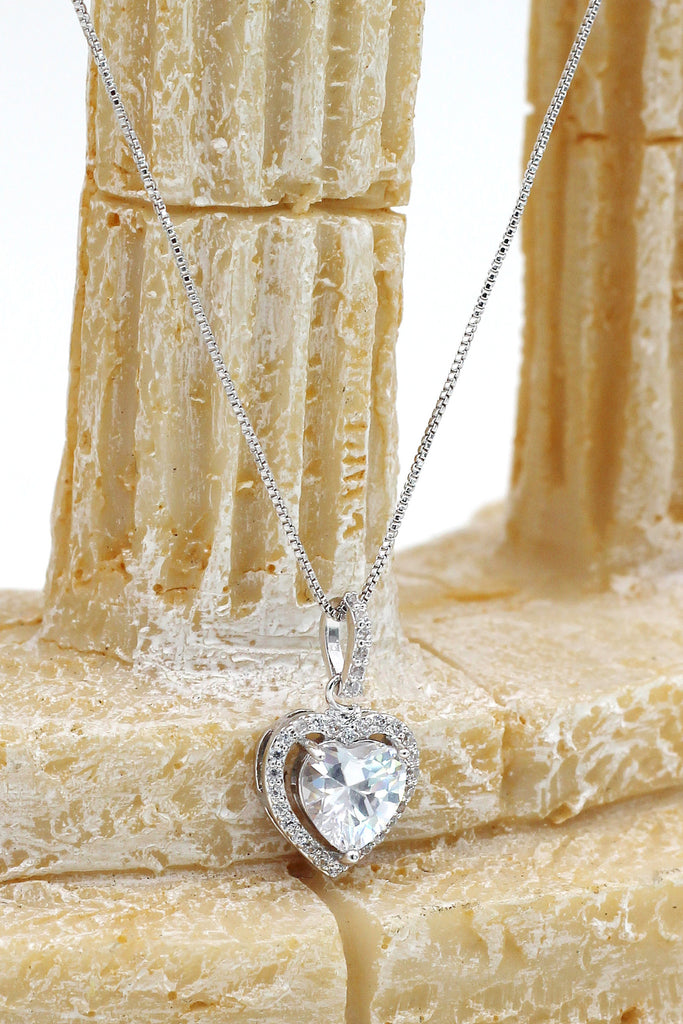 lovely peach heart crystal necklace