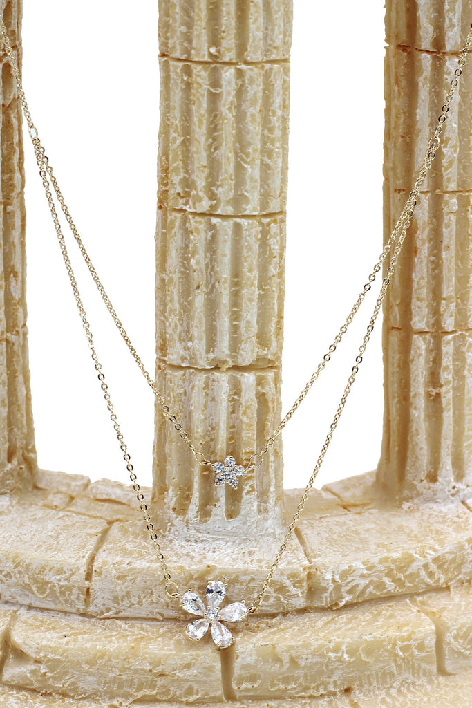 duplexes mini flowers crystal necklace