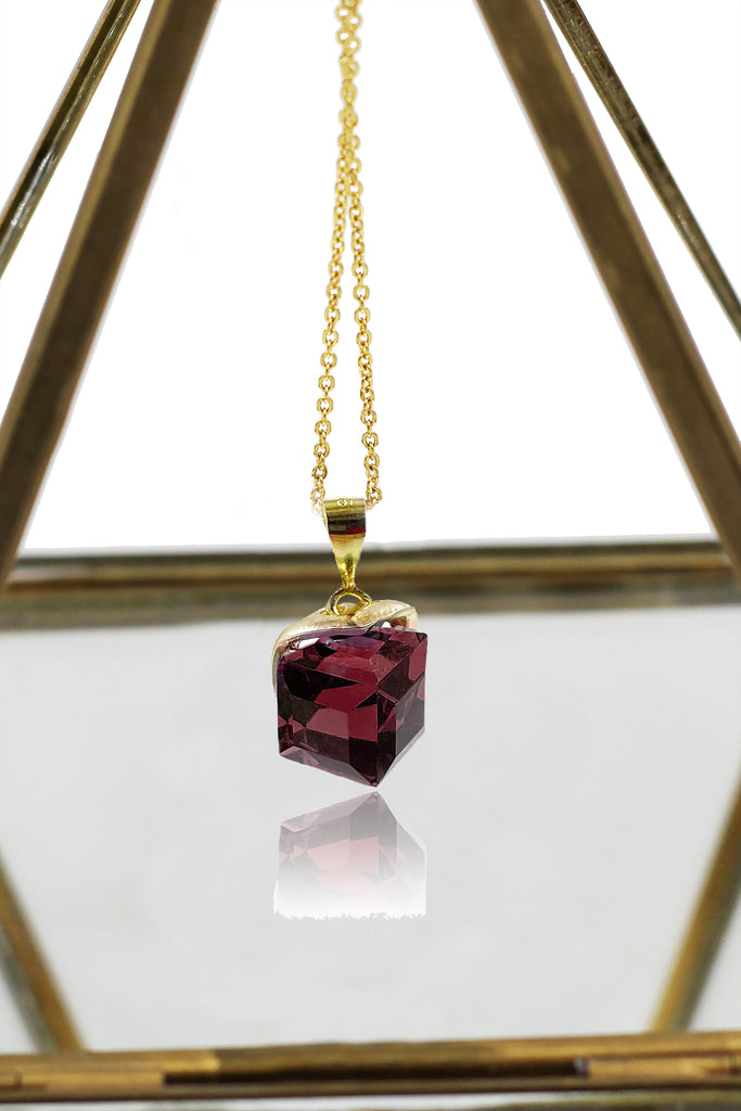 fashion colorful square crystal necklace
