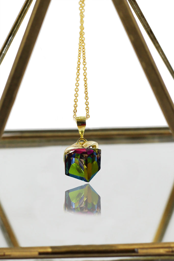 fashion colorful square crystal necklace
