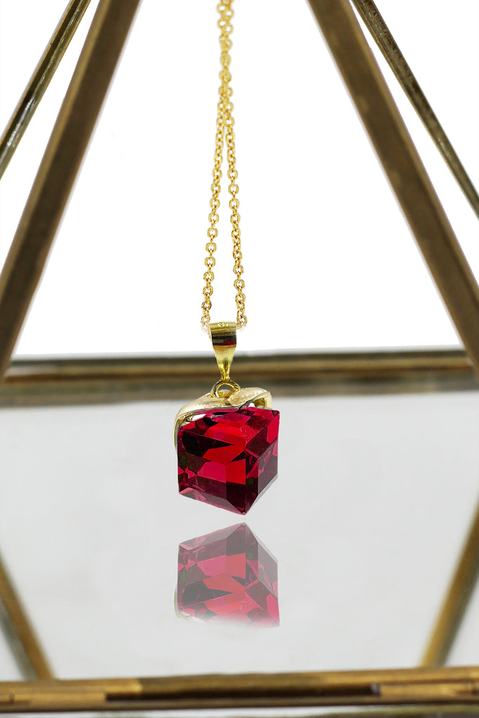 fashion colorful square crystal necklace