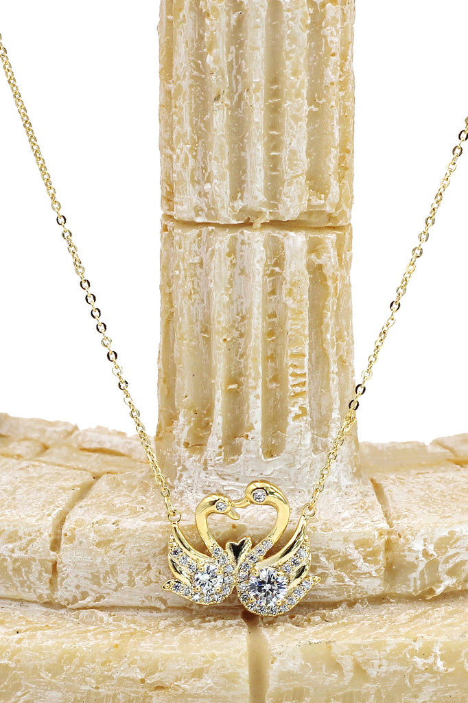 swan love crystal necklace