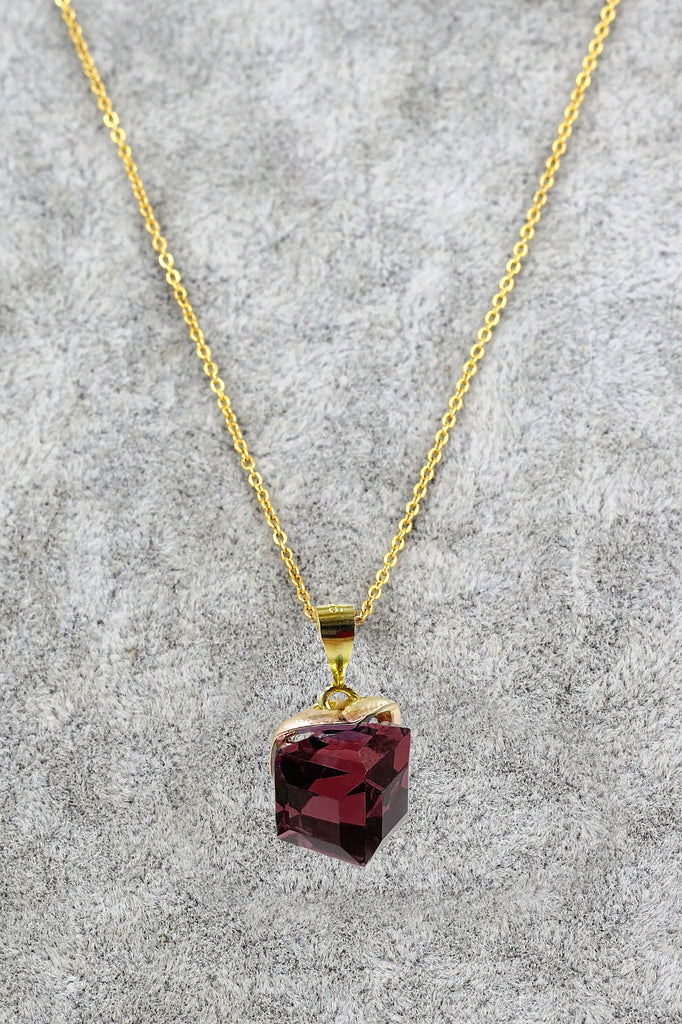 fashion colorful square crystal necklace