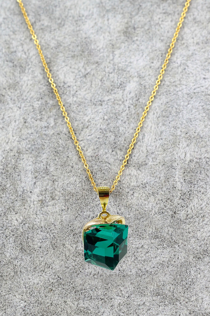 fashion colorful square crystal necklace