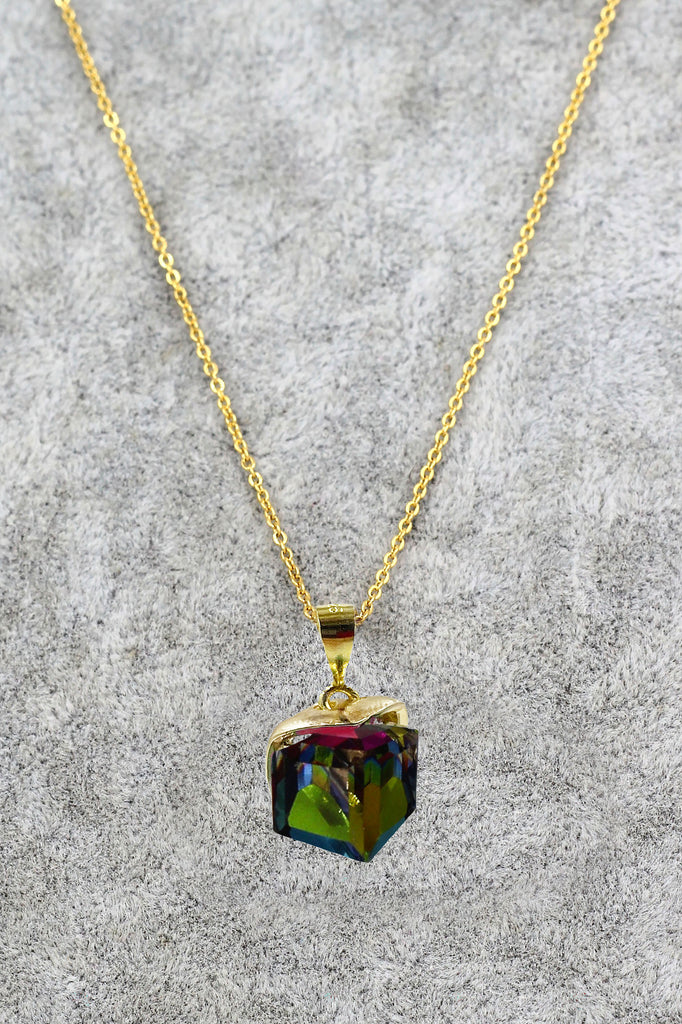 fashion colorful square crystal necklace