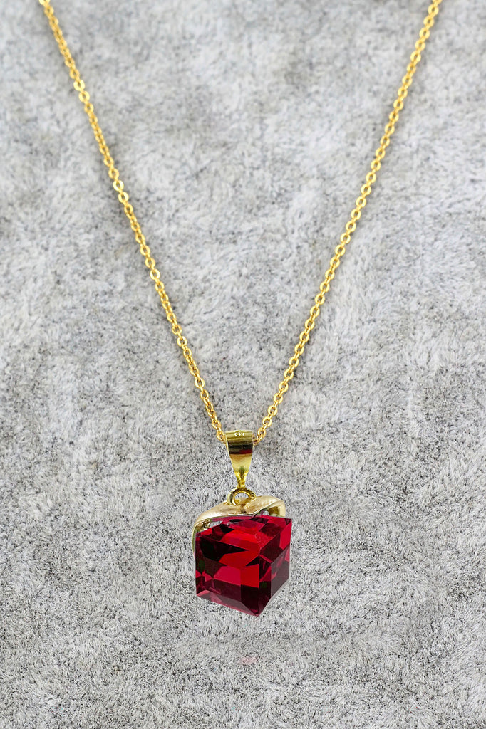 fashion colorful square crystal necklace