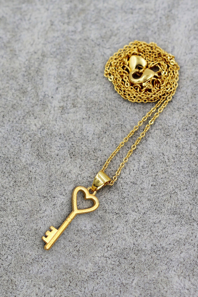 simple love key necklace
