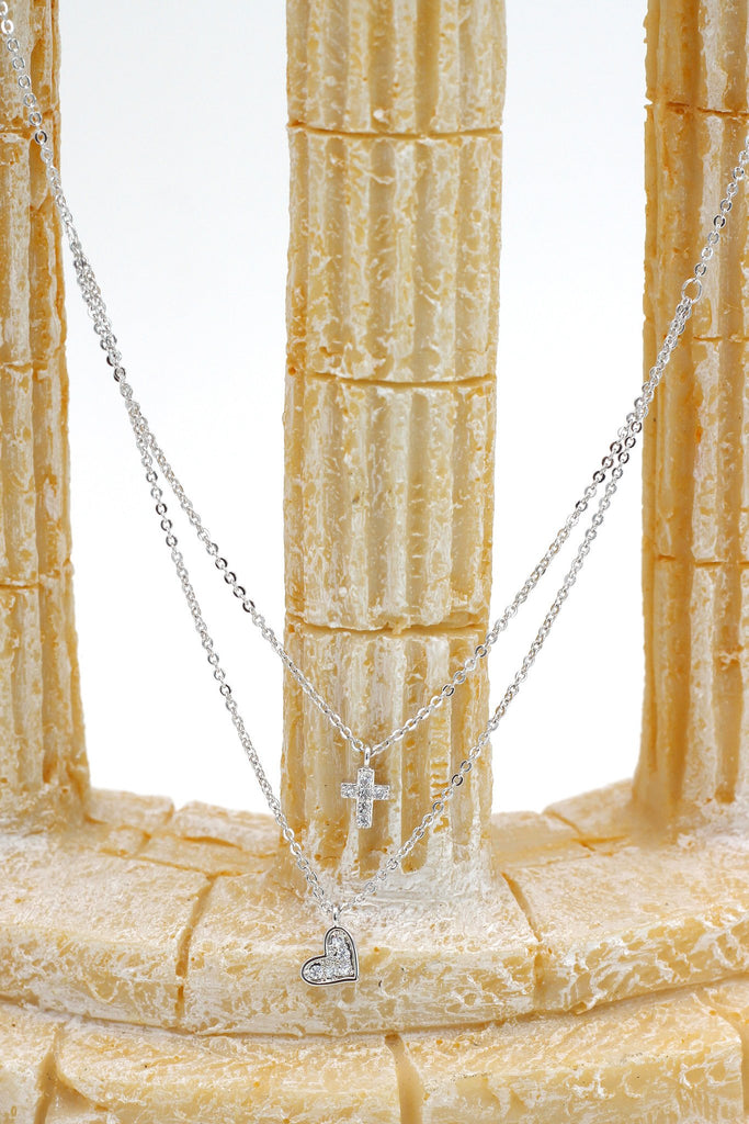 small cross crystal earring necklace set