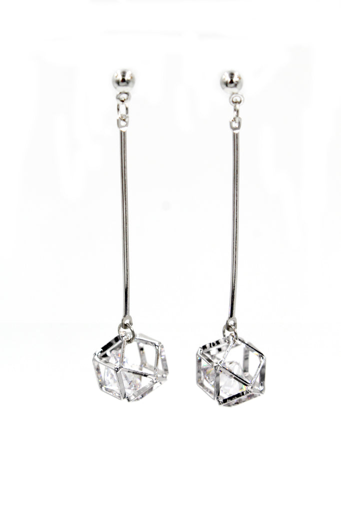 long silver prismatic earrings
