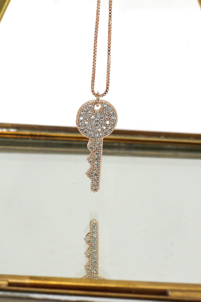 sparkling little crystal key necklace