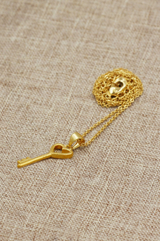 simple love key necklace