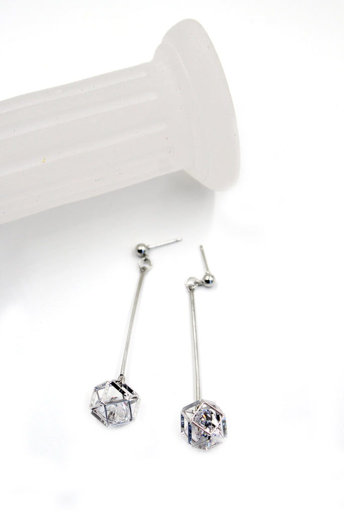 long silver prismatic earrings