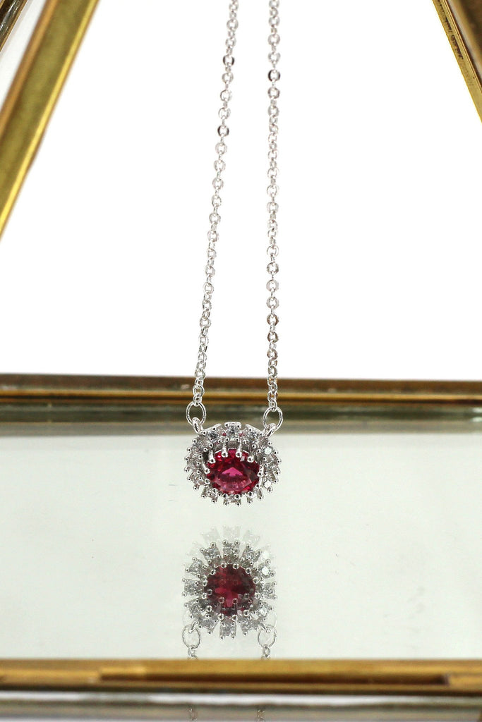red small crystal open ring necklace set