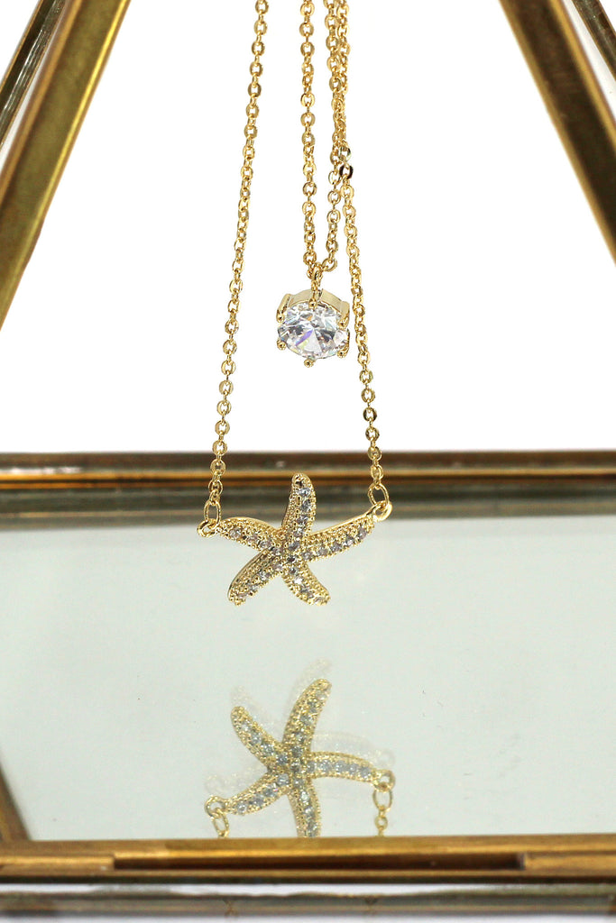 duplexes mini starfish crystal necklace