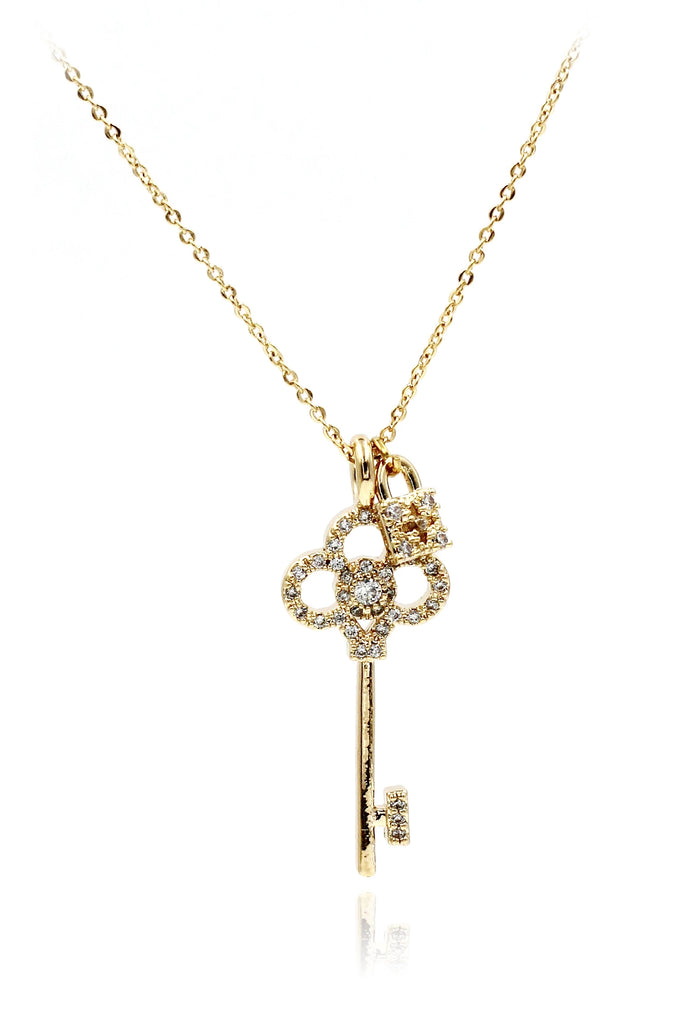 fashion crystal key earrings necklace set