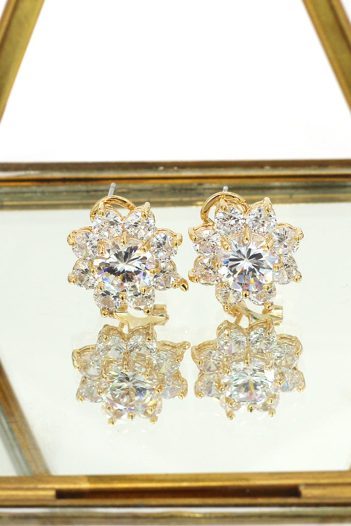 sparkling crystal flower lady earrings