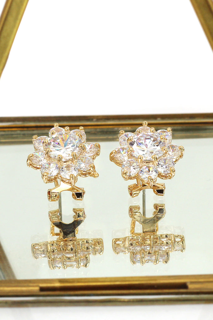 sparkling crystal flower lady earrings