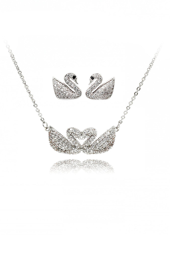 best selling crystal swan necklace earrings set