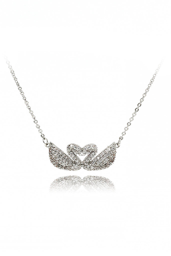 Fashion double swan crystal necklace long earrings set