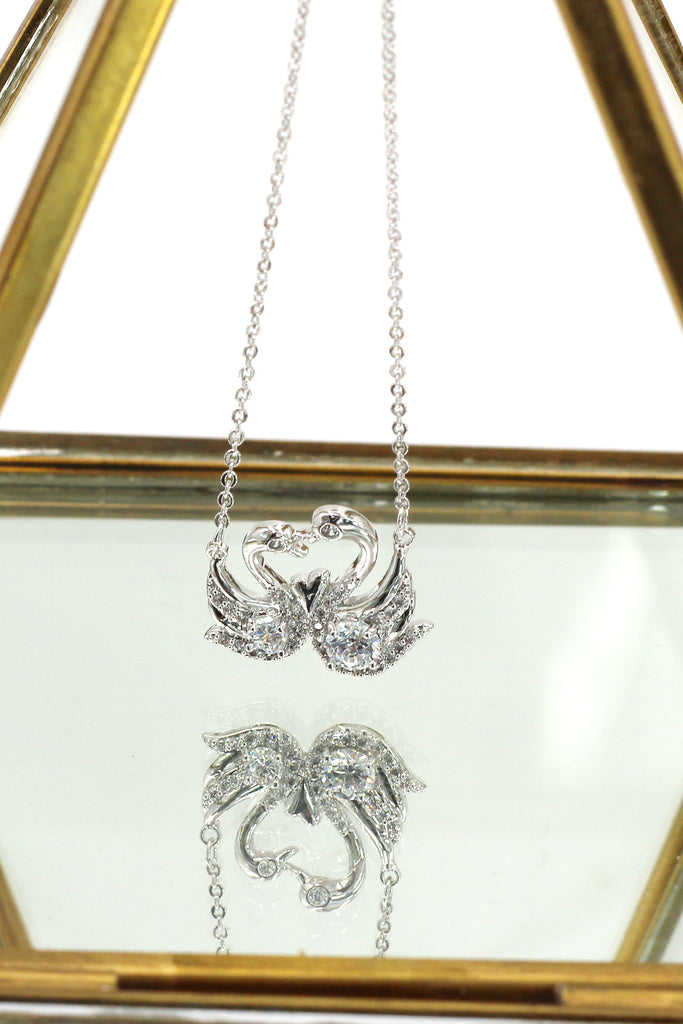 swan love crystal necklace