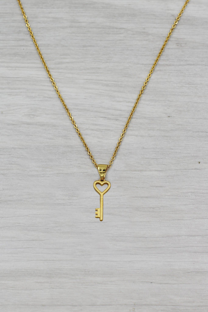 simple love key necklace
