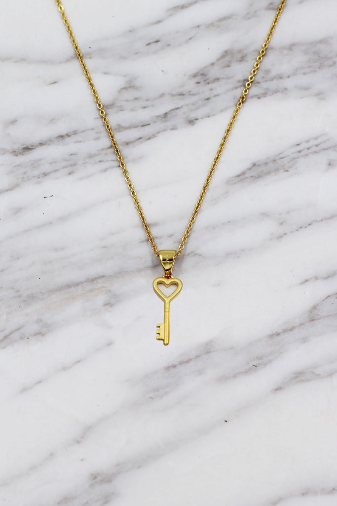simple love key necklace