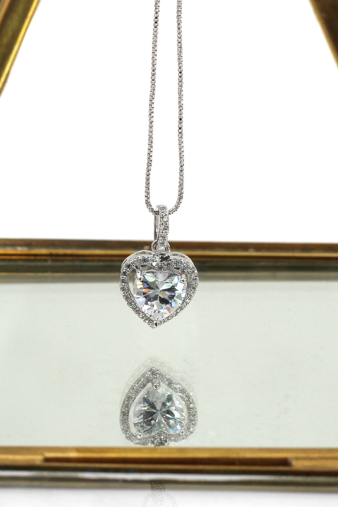 lovely peach heart crystal necklace