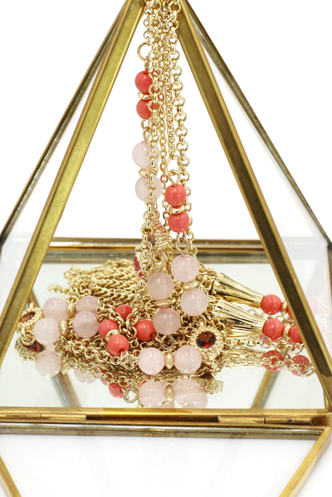 fashion tassel golden crystal beads necklace