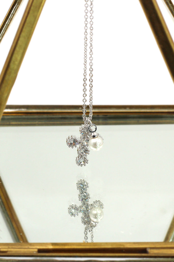 fashion cabinet pearl crystal earrings necklace set