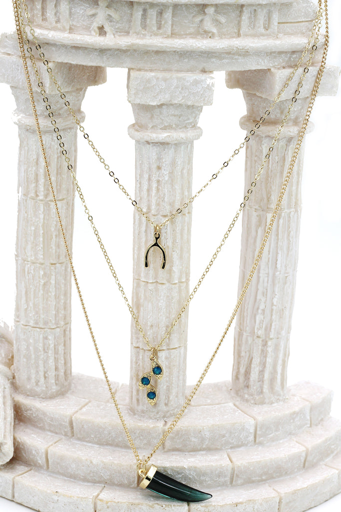 three-tier fashion chain pendant necklace