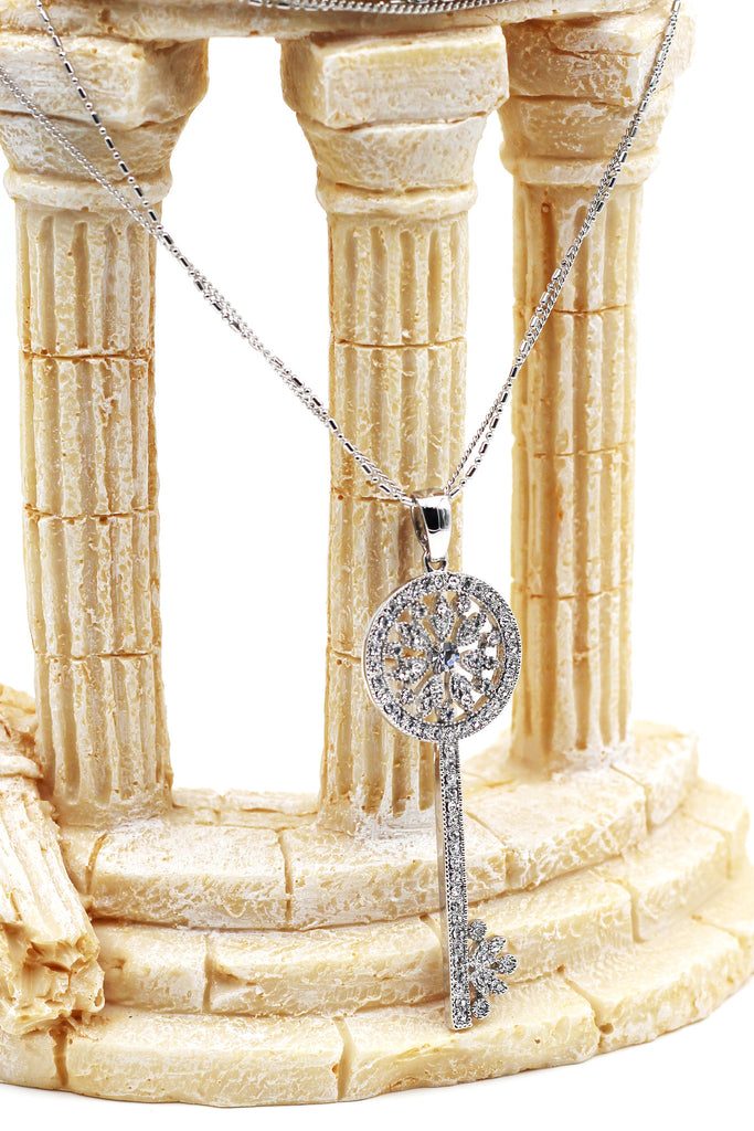 charming key twice silver necklace