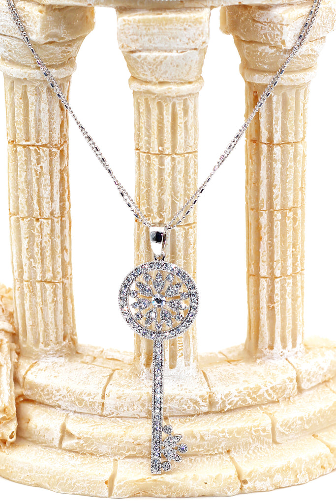 charming key twice silver necklace