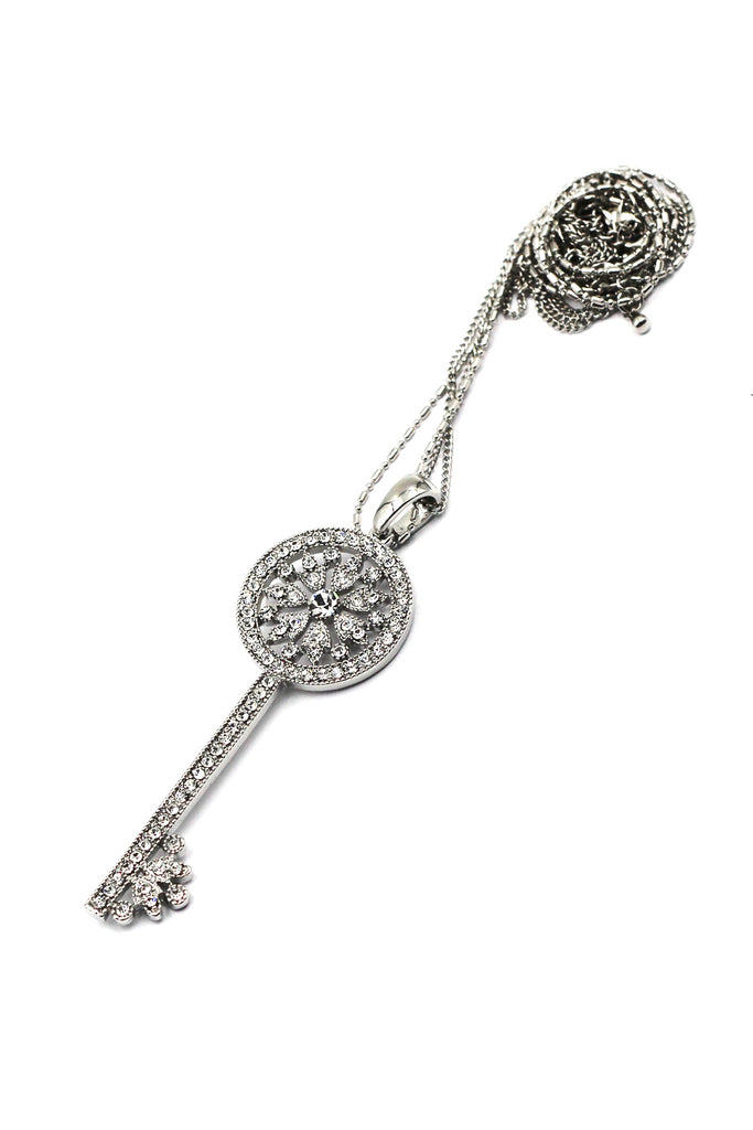 charming key twice silver necklace