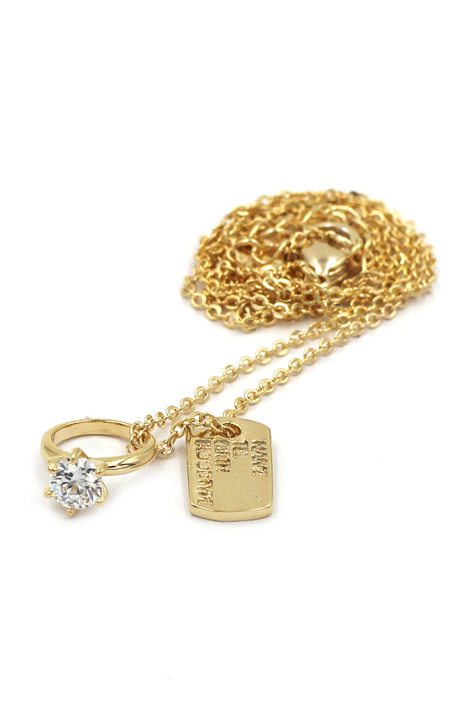 square brand crystal ring necklace