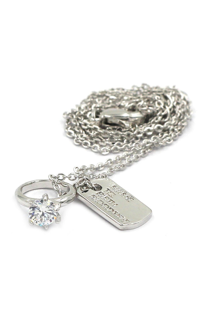 Square Brand Crystal Ring Necklace Earrings Set