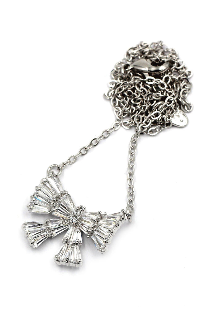 cute bow crystal ring necklace set