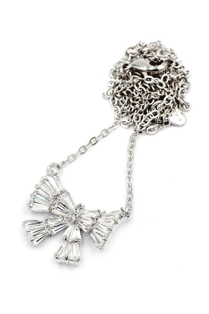 bow crystal necklace earrings set