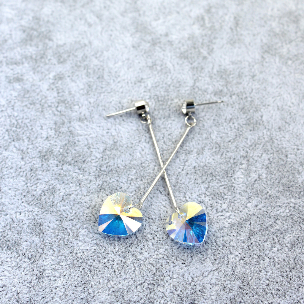 heart shaped swarovski crystal earrings