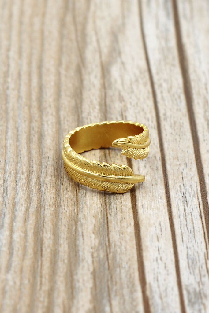 fashion feather earrings ring set