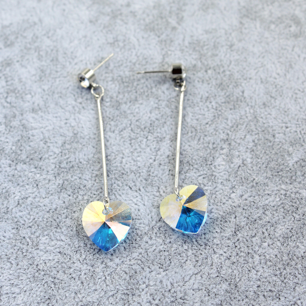 heart shaped swarovski crystal earrings