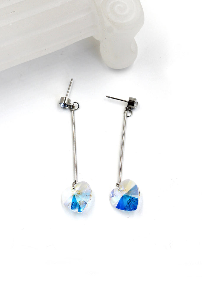 heart shaped swarovski crystal earrings
