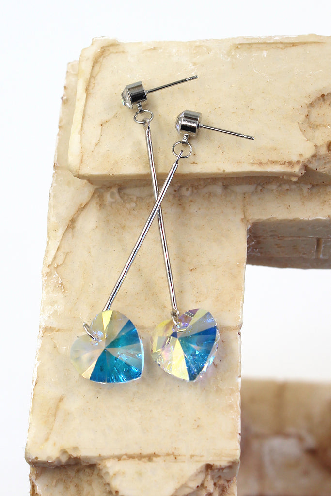 heart shaped swarovski crystal earrings