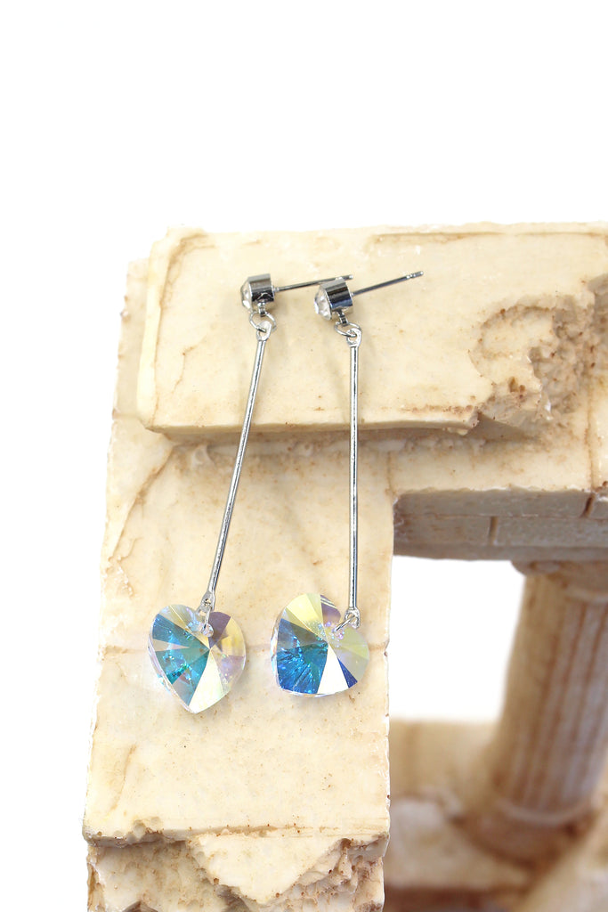 heart shaped swarovski crystal earrings