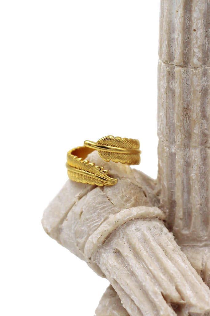 fashion feather pattern bracelet ring set