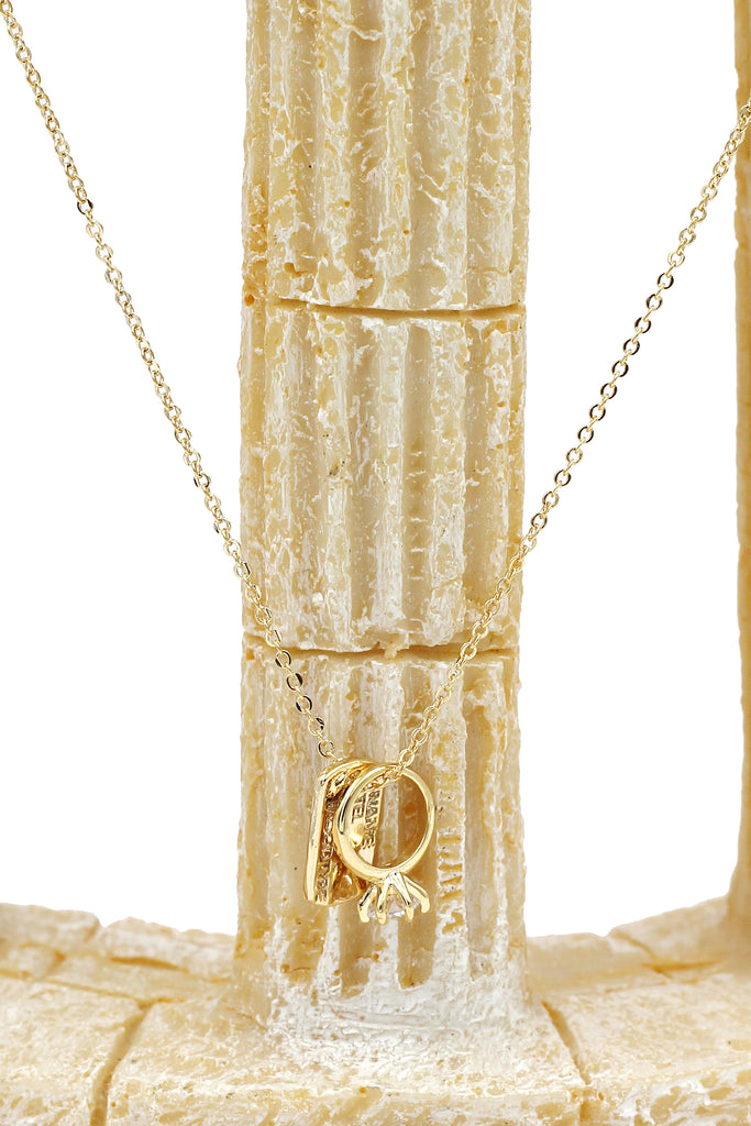 square brand crystal ring necklace