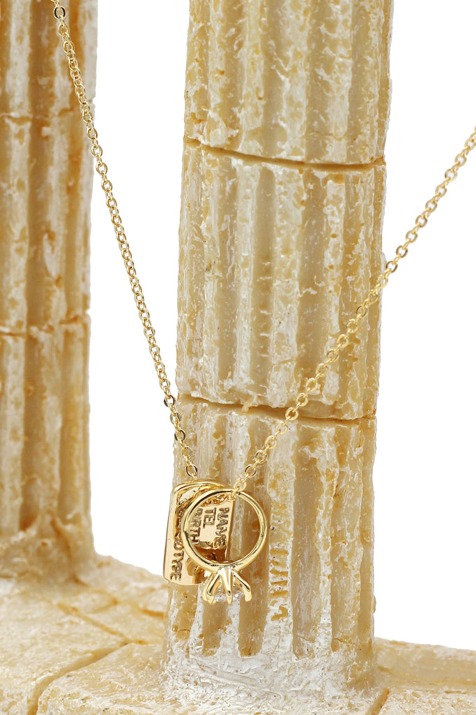 square brand crystal ring necklace