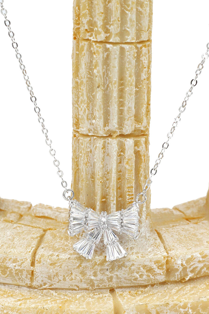 cute bow crystal ring necklace set