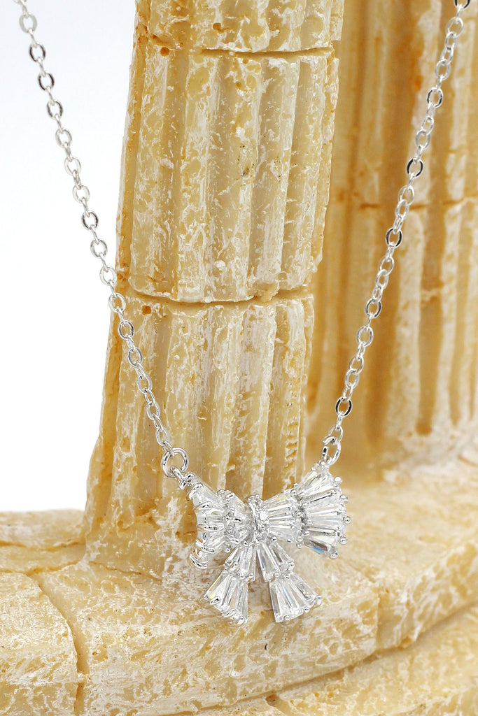 bow crystal necklace earrings set