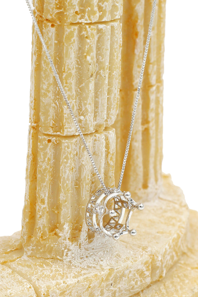 delicate little crown crystal necklace